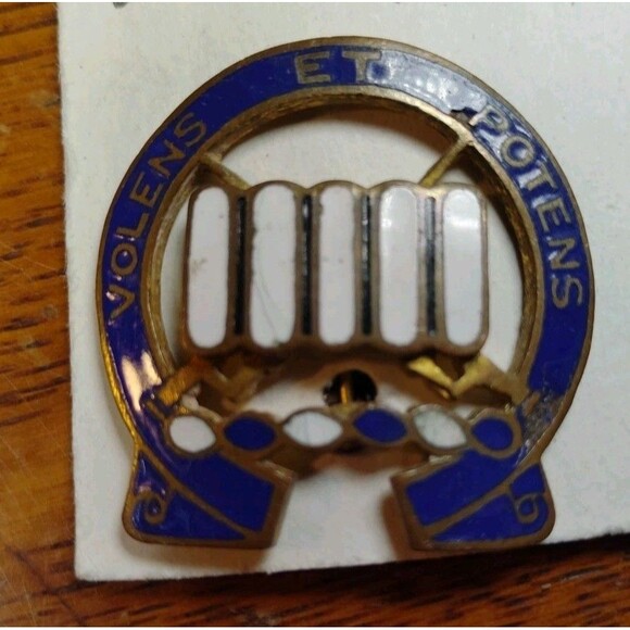 Vintage US Army 7th Infantry Regiment unit Volens Et Potens pin pinback - Picture 2 of 3